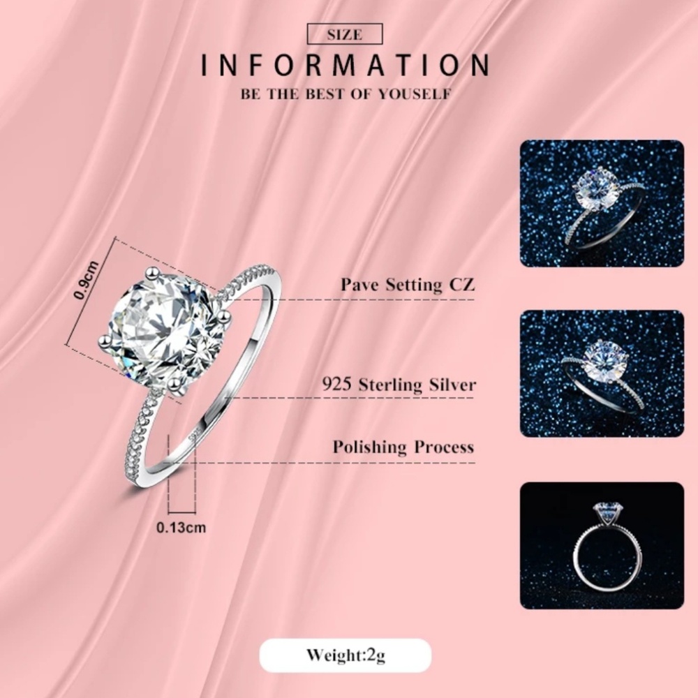 3 carat Solitaire Engagement Wedding Ring - Picture 3 of 7